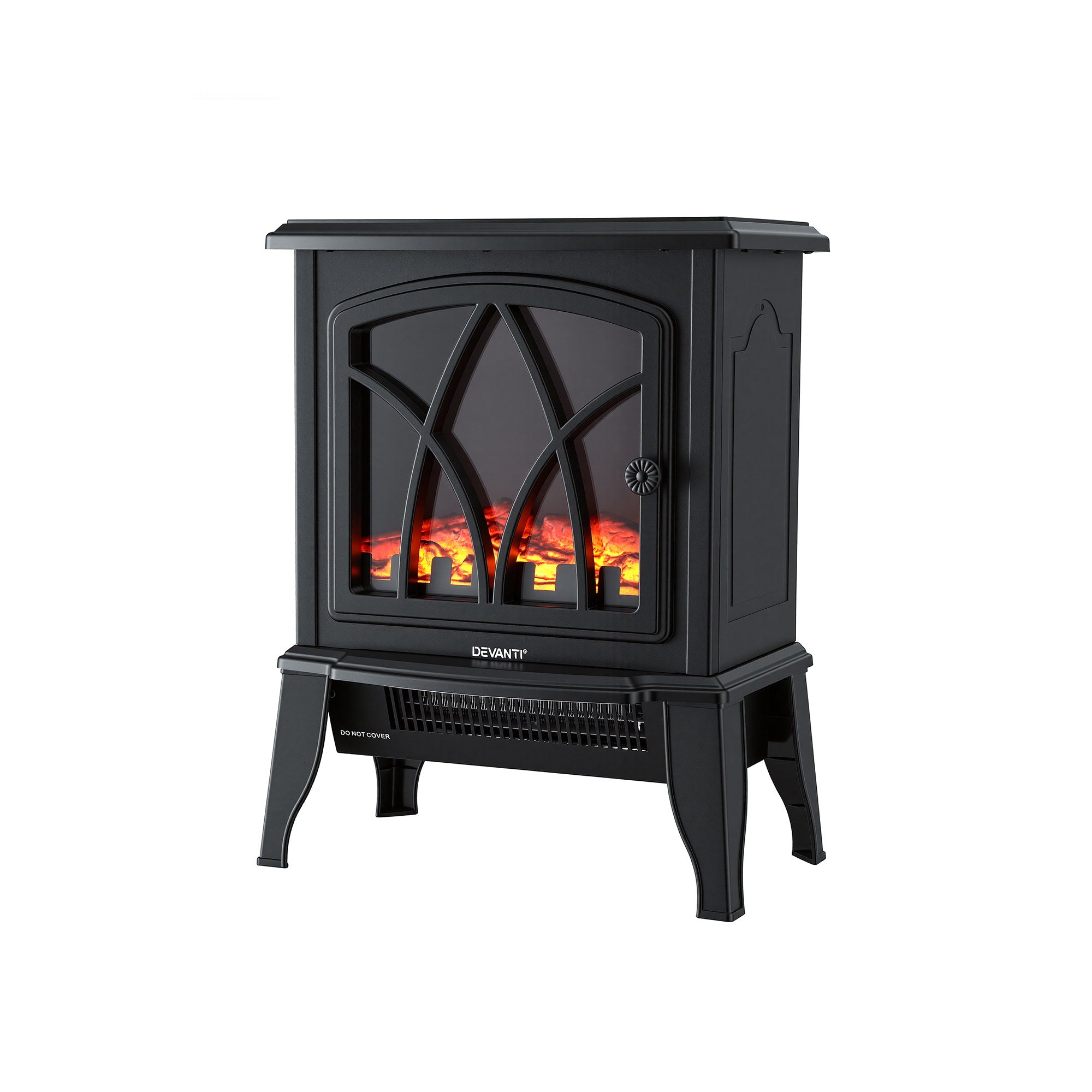 Devanti 2000W Electric Fireplace Heater Stove Freestanding 3D Flame Effect Indoor Space Heaters - Homecoze