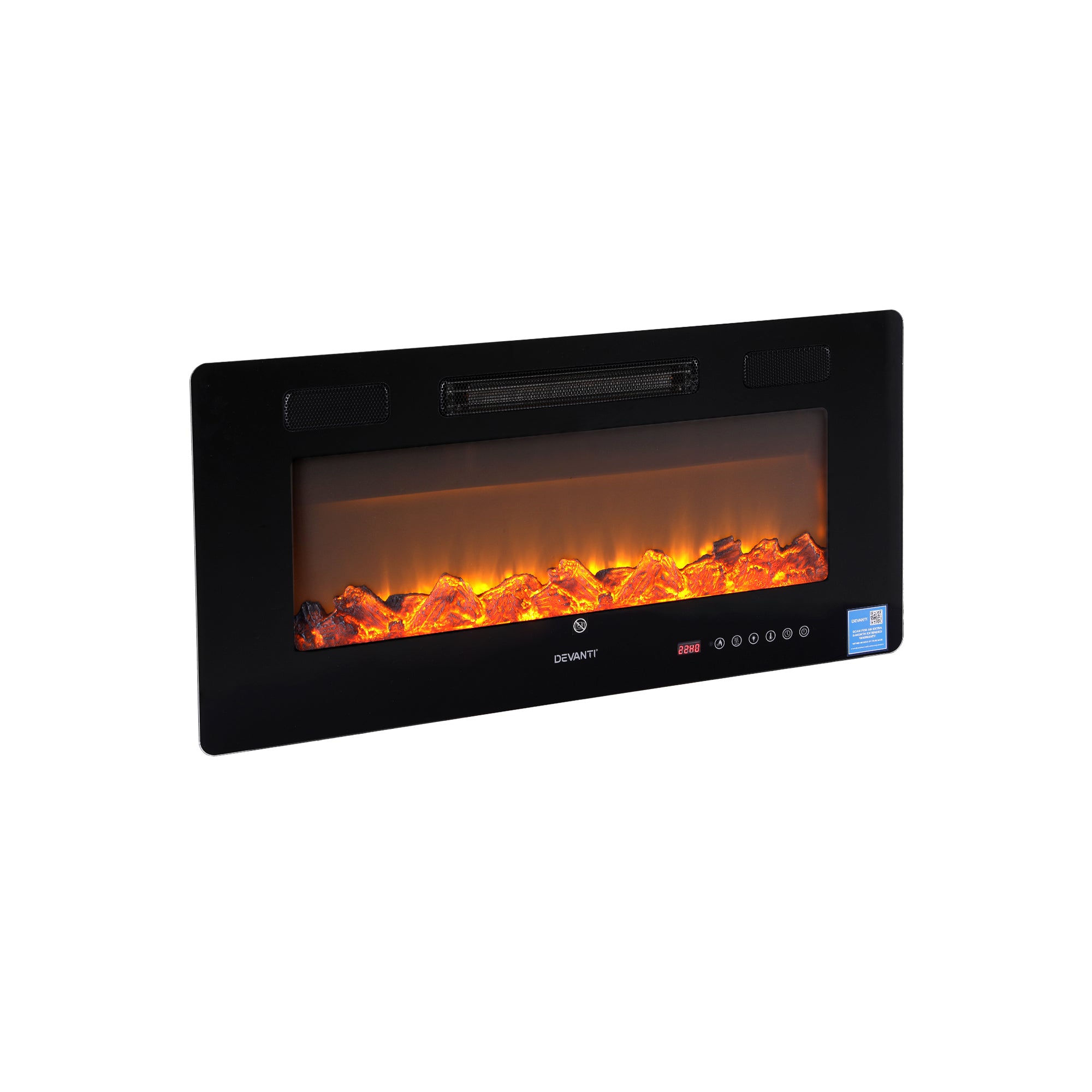 Devanti Electric Fireplace Fire Heater Wall Mounted Insert 3D Flame 1800W Remote Control - Homecoze