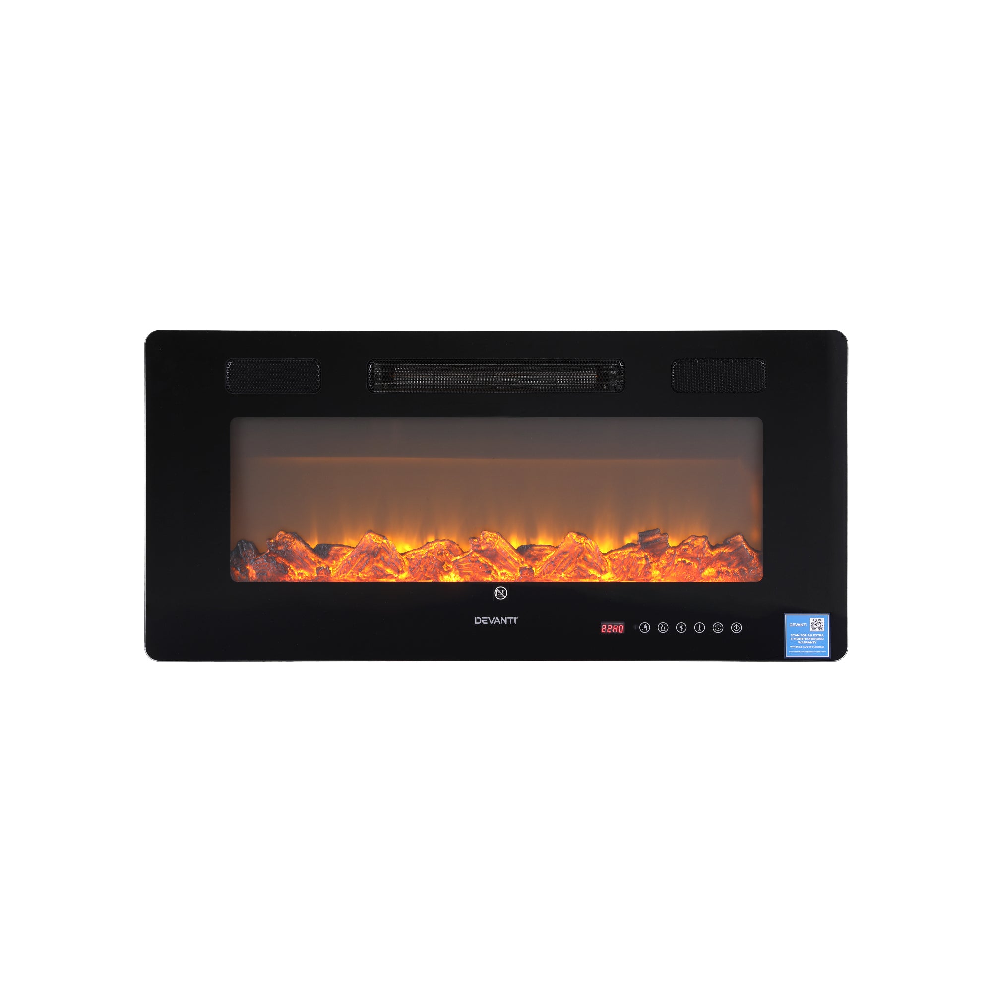 Devanti Electric Fireplace Fire Heater Wall Mounted Insert 3D Flame 1800W Remote Control - Homecoze