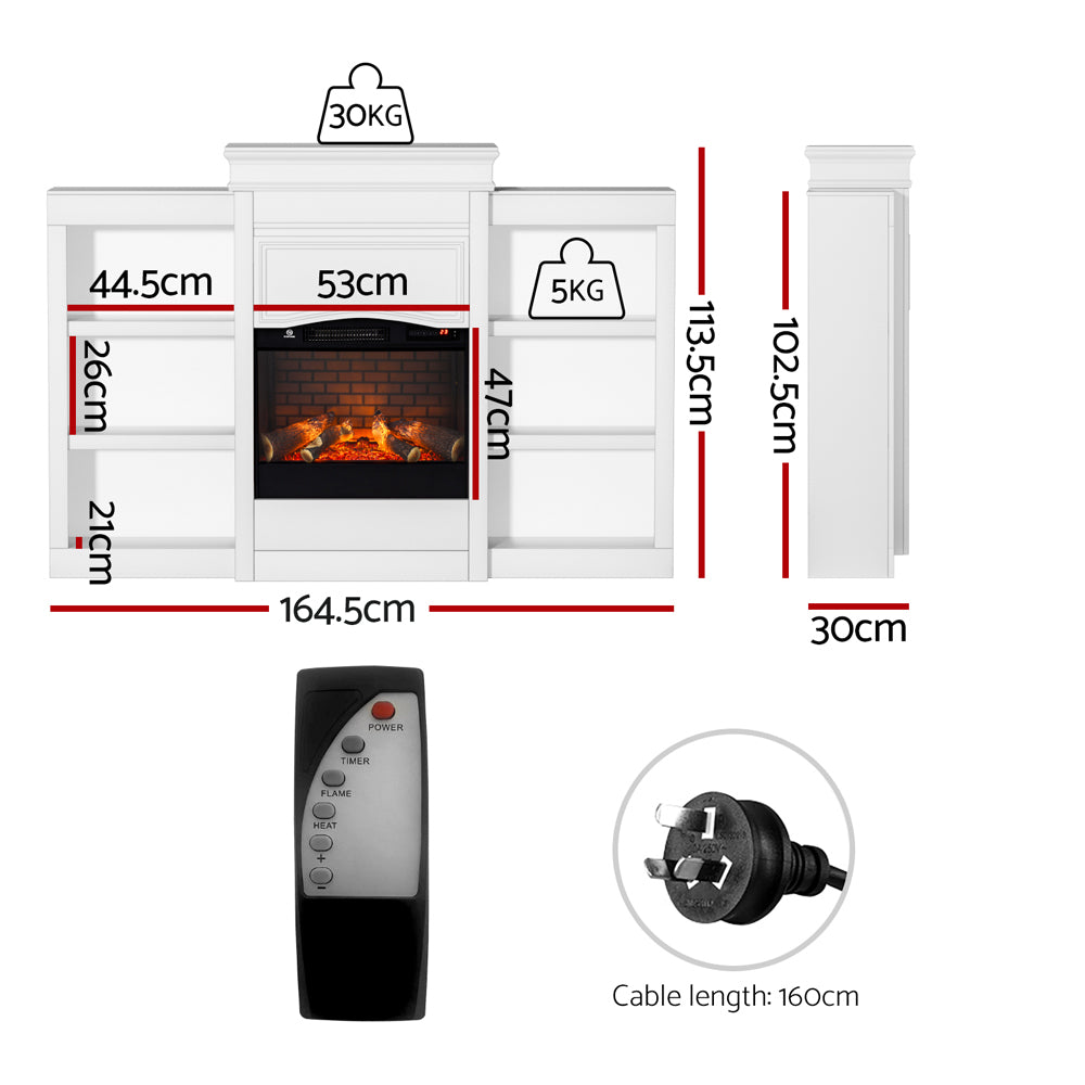 2000W Electric Fireplace Heater Mantel - White - Homecoze