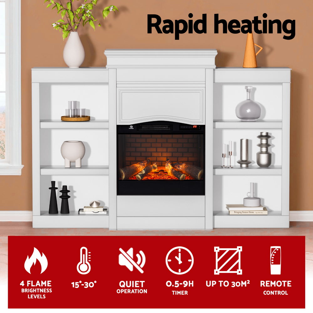 2000W Electric Fireplace Heater Mantel - White - Homecoze