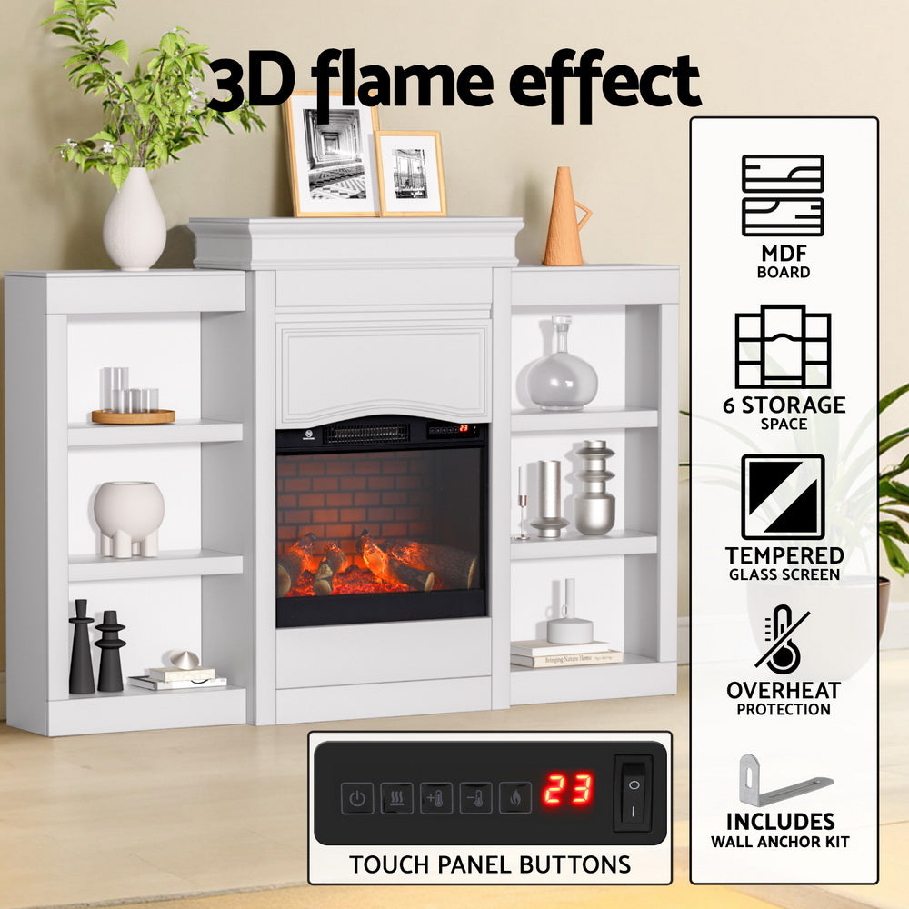 2000W Electric Fireplace Heater Mantel - White - Homecoze