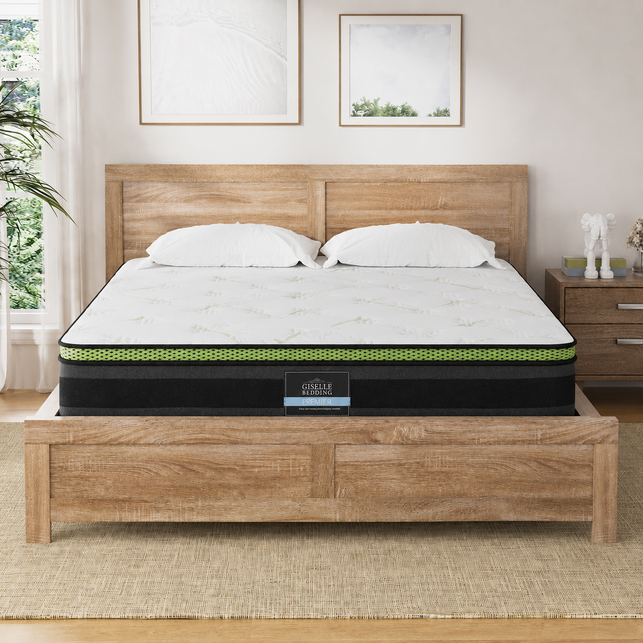 Elko (Double) Bed Frame & Starfield Mattress Set - Oak