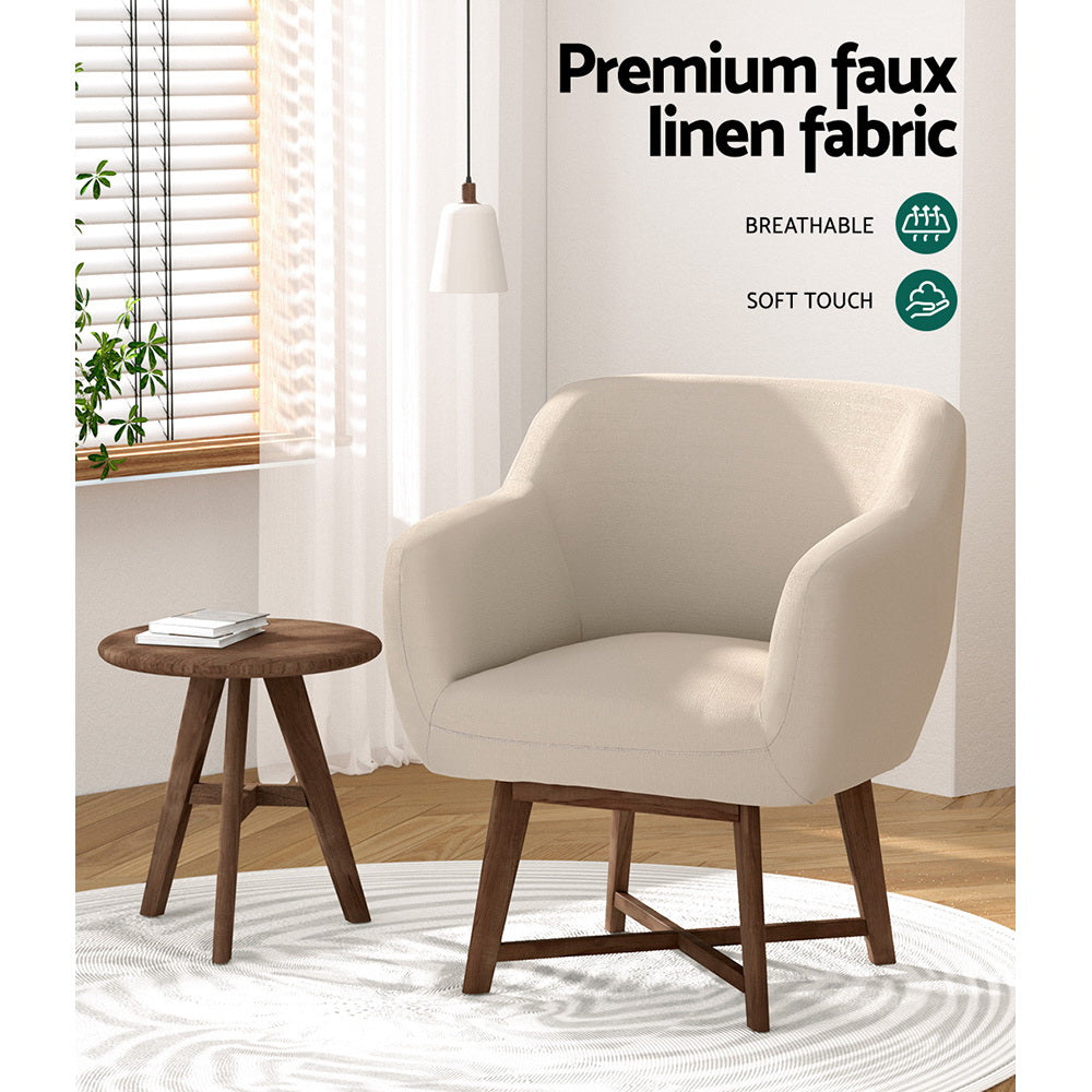 Fabric Tub Lounge Armchair - Beige - Homecoze