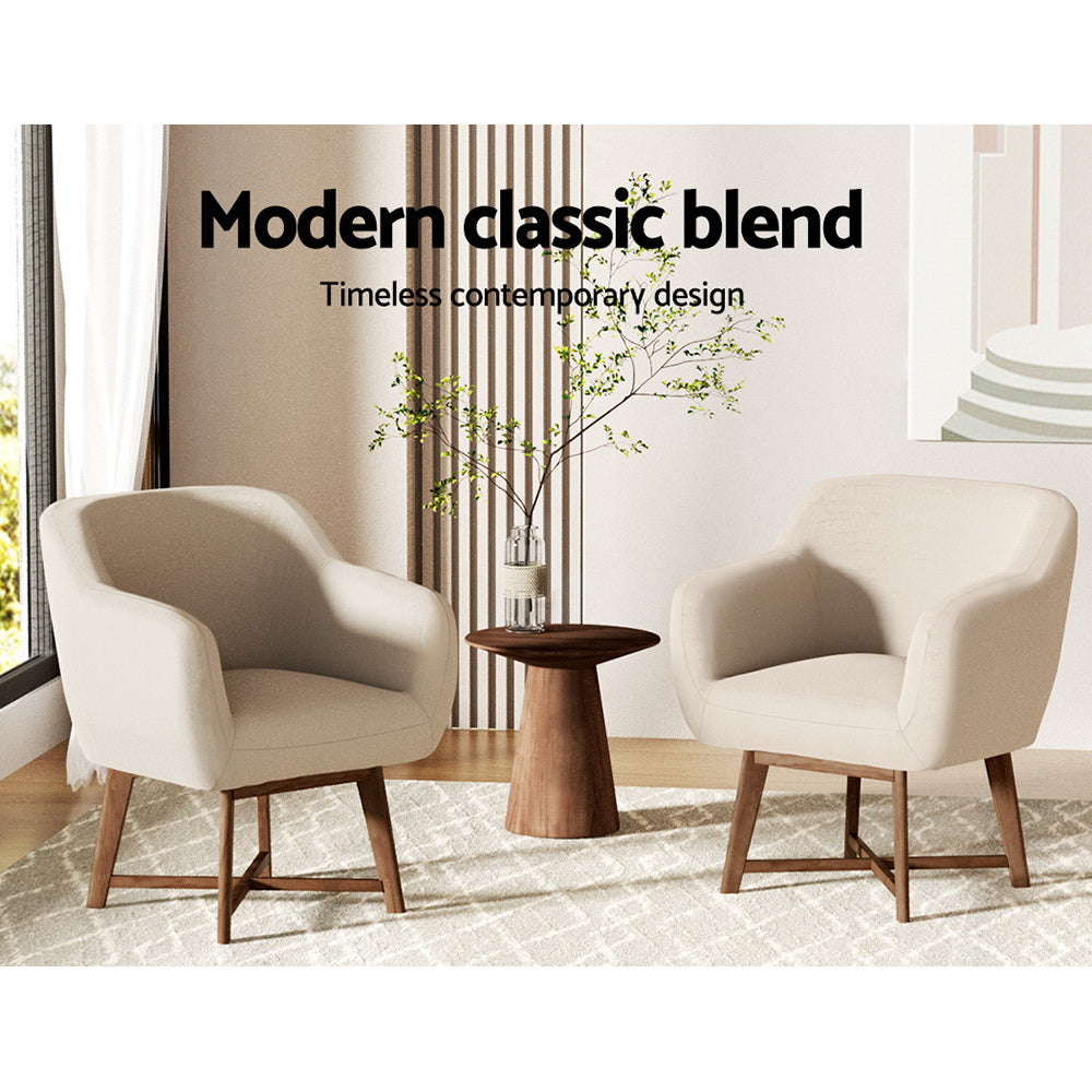 Fabric Tub Lounge Armchair - Beige - Homecoze
