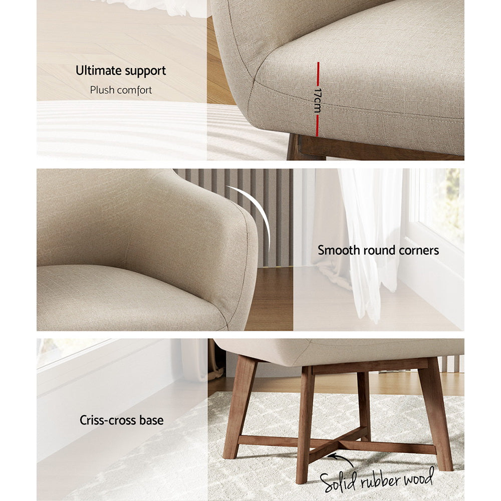 Fabric Tub Lounge Armchair - Beige - Homecoze
