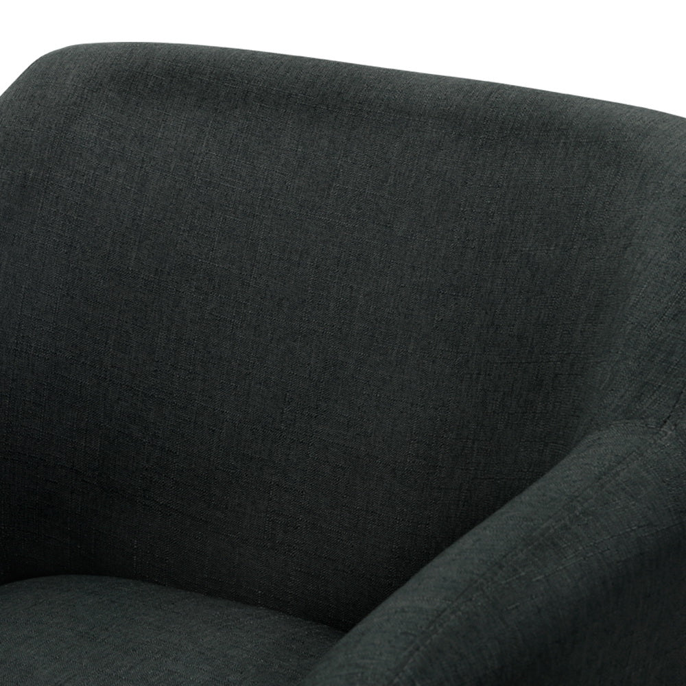 Criss-cross Base Linen Fabric Tub Accent Chair - Charcoal - Homecoze
