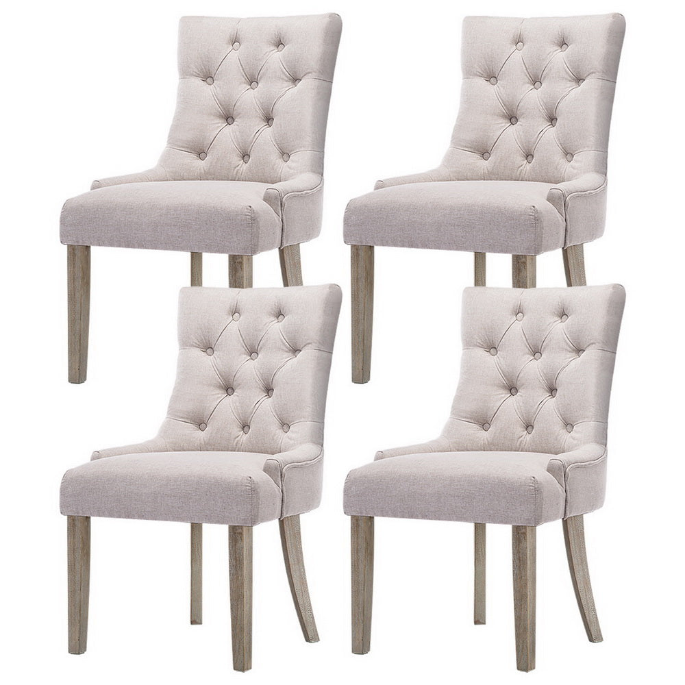 Artiss Dining Chairs Set of 4 Linen French Provincial Beige - Homecoze