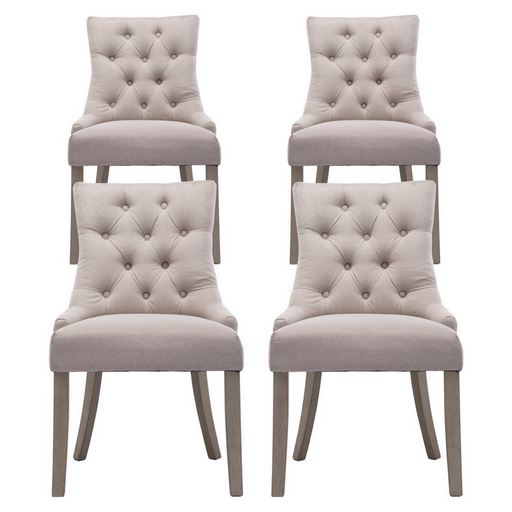 Artiss Dining Chairs Set of 4 Linen French Provincial Beige - Homecoze