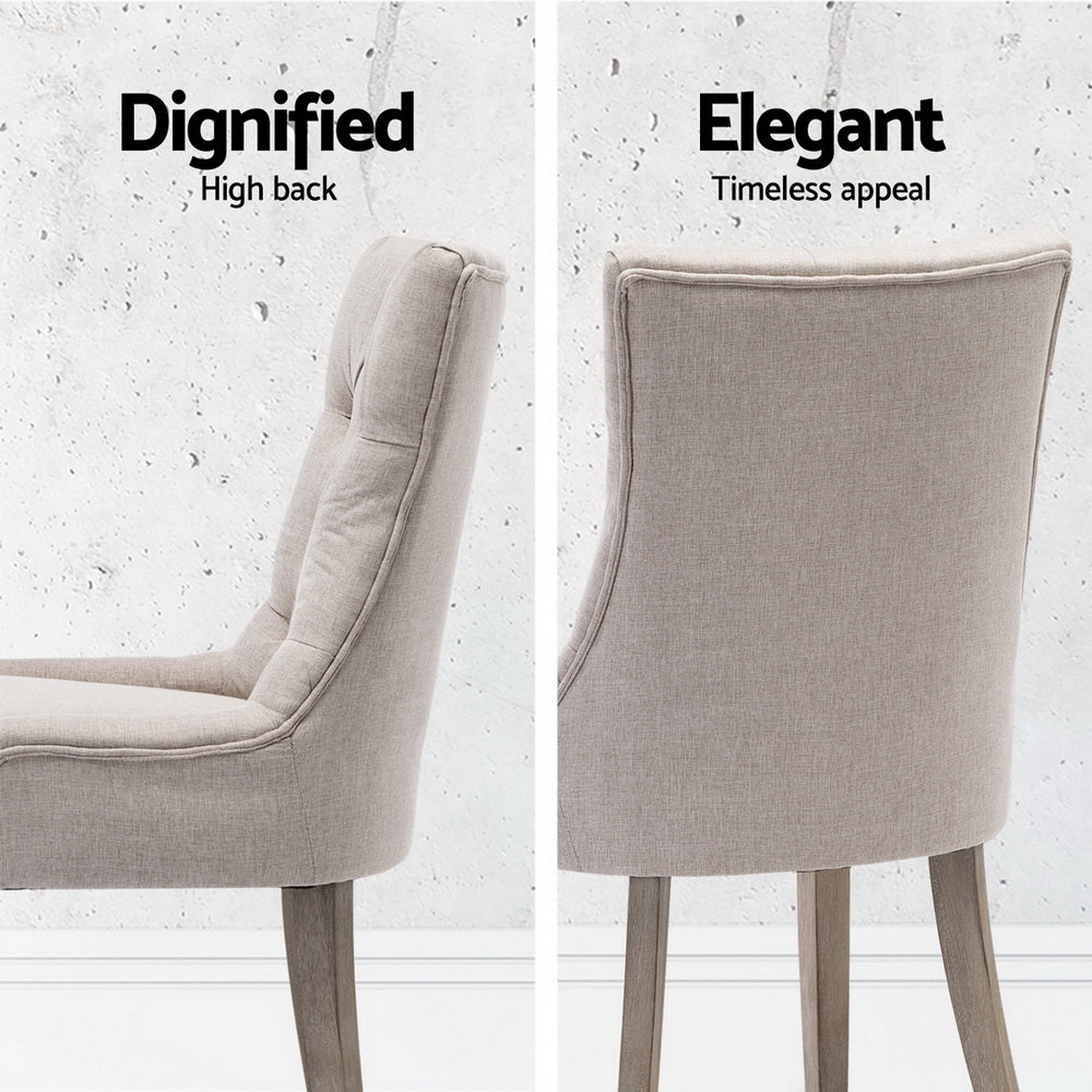 Artiss Dining Chairs Set of 4 Linen French Provincial Beige - Homecoze