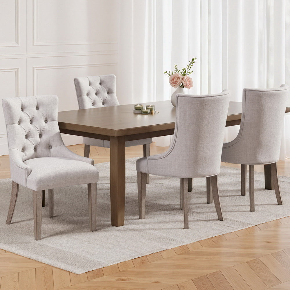 Artiss Dining Chairs Set of 4 Linen French Provincial Beige - Homecoze