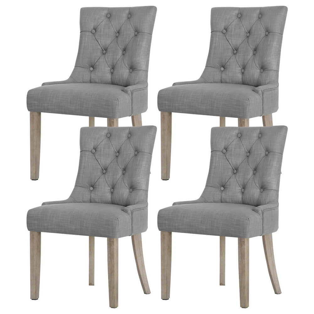 Artiss Dining Chairs Set of 4 Linen French Provincial Grey - Homecoze