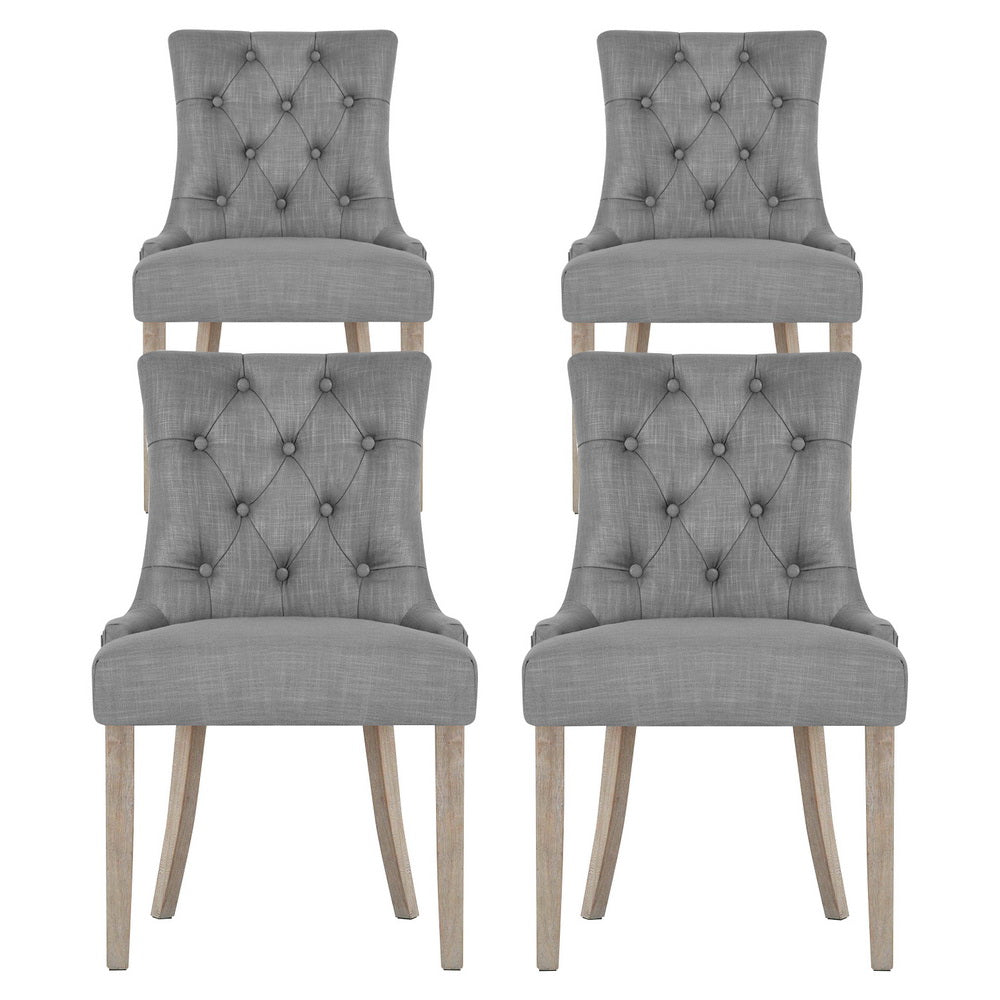 Artiss Dining Chairs Set of 4 Linen French Provincial Grey - Homecoze