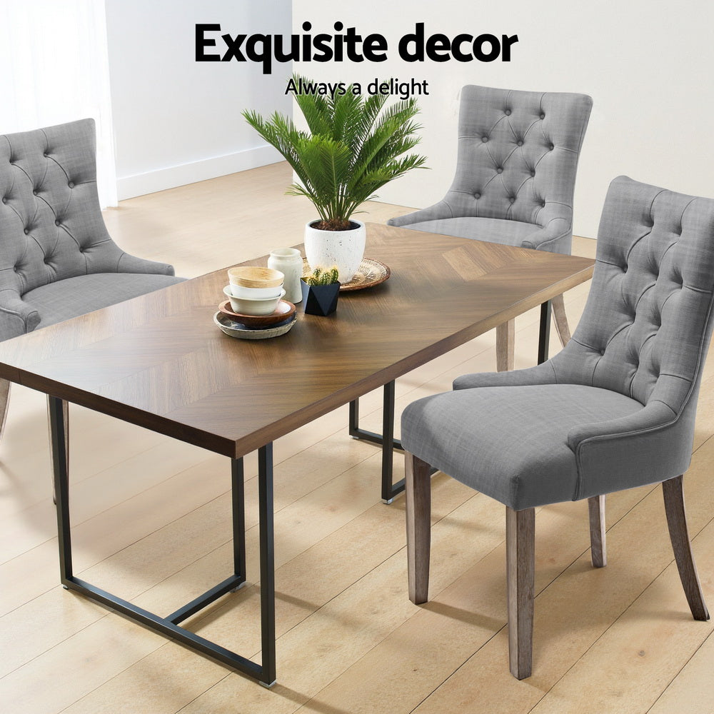 Artiss Dining Chairs Set of 4 Linen French Provincial Grey - Homecoze