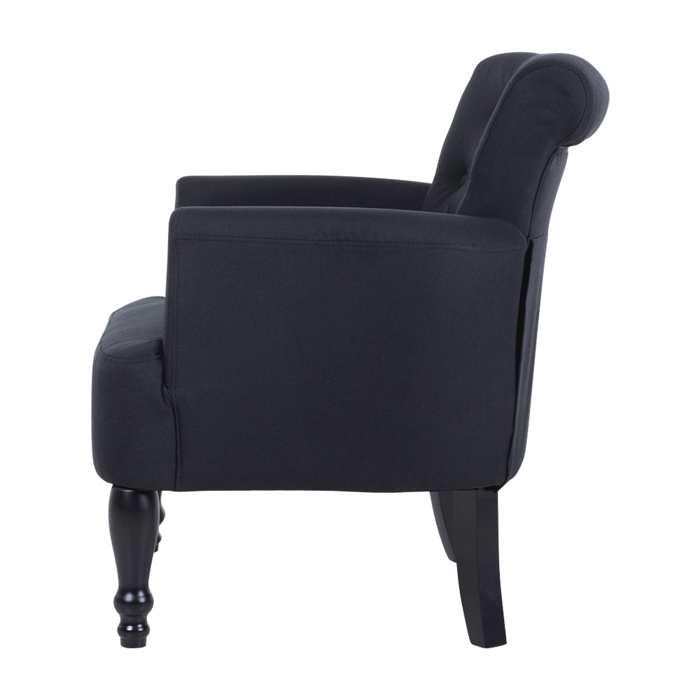 French Retro Wing Low Back Accent Chair - Black - Homecoze