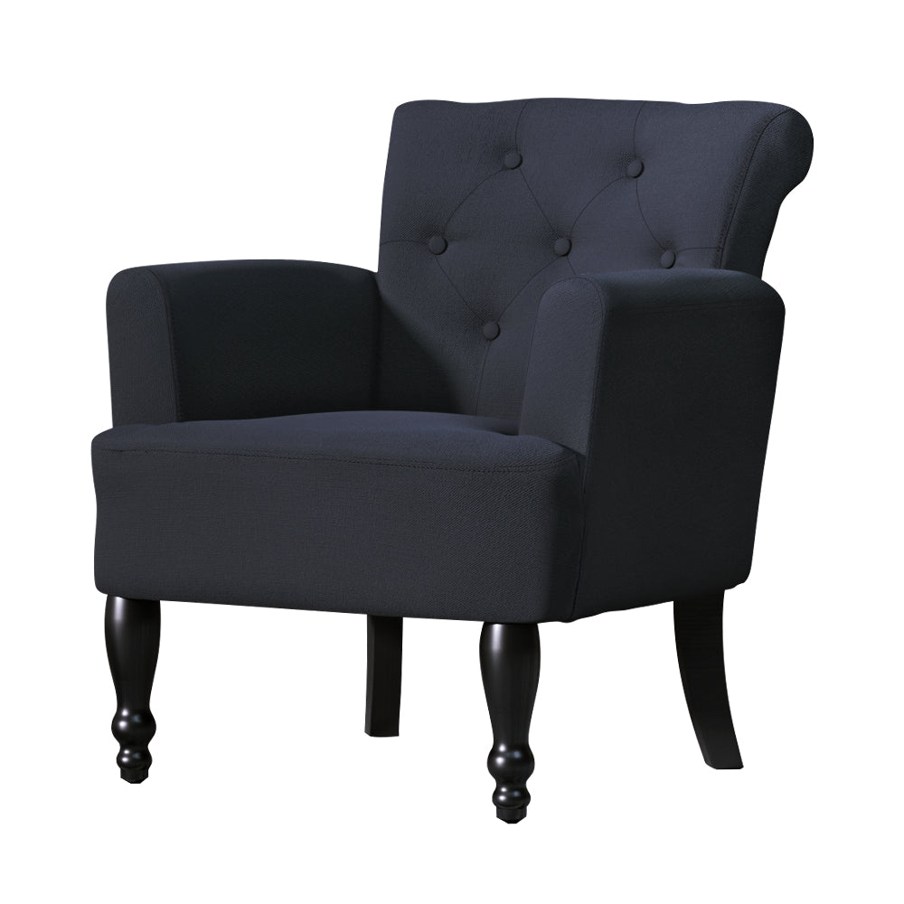 French Retro Wing Low Back Accent Chair - Black - Homecoze