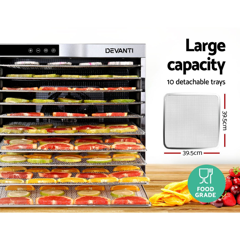 10 Tray Stainless Steel Food Dehydrator Beef Jerky & Fruit Dryer - Homecoze