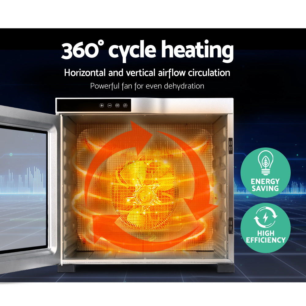 10 Tray Stainless Steel Food Dehydrator Beef Jerky & Fruit Dryer - Homecoze