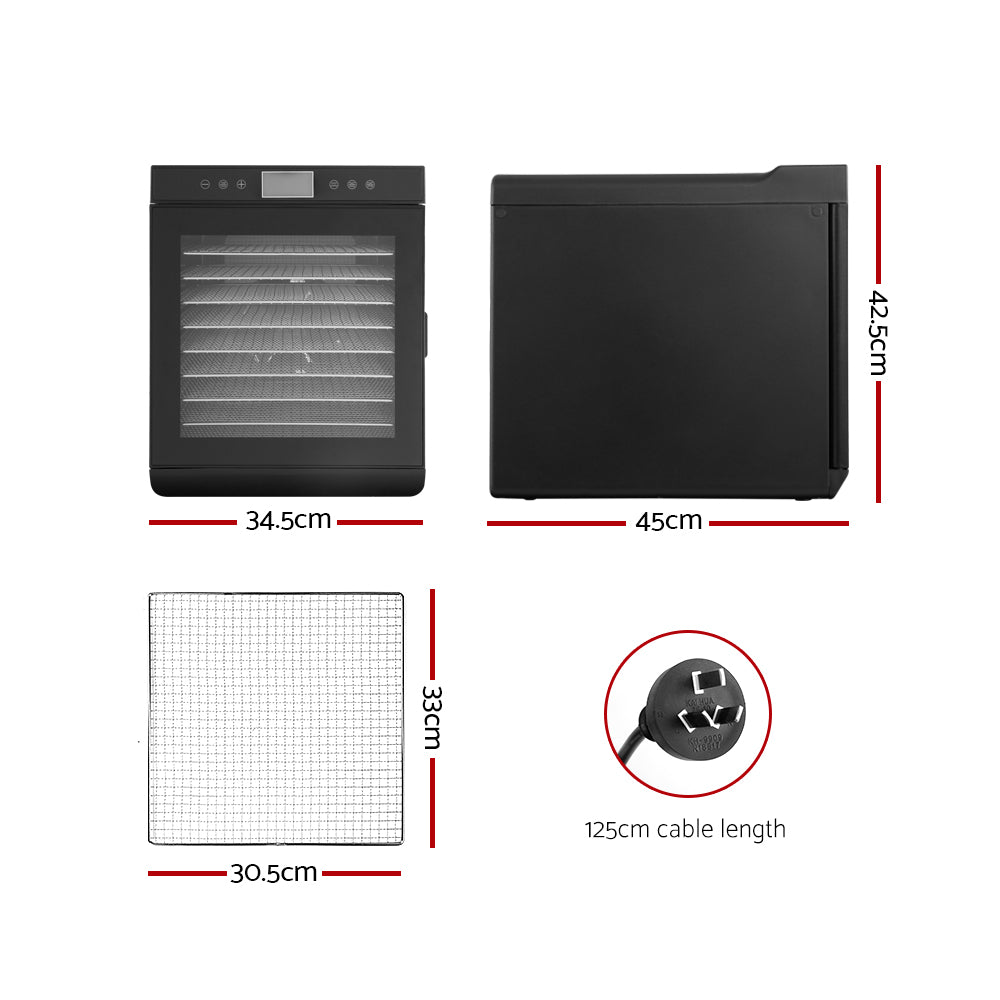 Food Dehydrator Stainless Steel Jerky Fruit Dryer 10 Trays - Homecoze