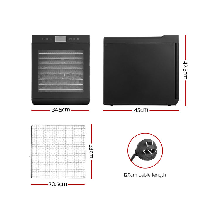 Food Dehydrator Stainless Steel Jerky Fruit Dryer 10 Trays - Homecoze