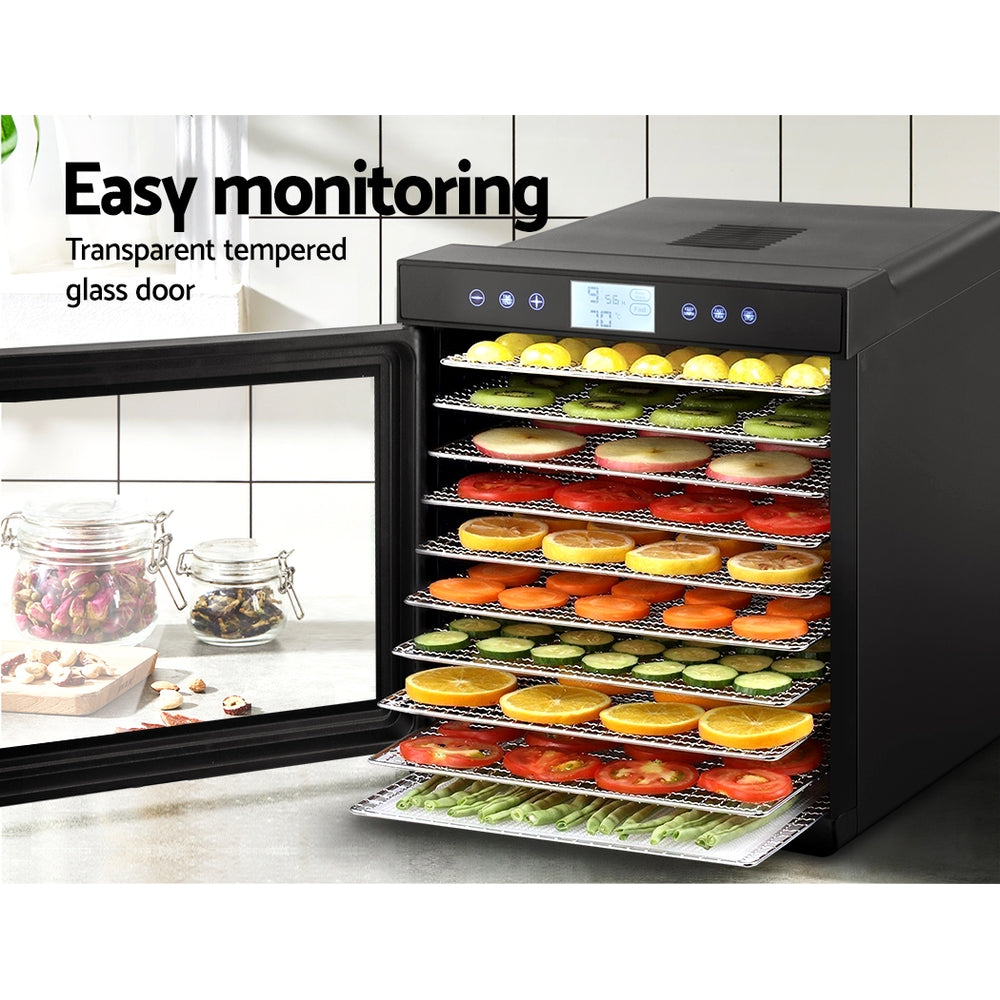 Food Dehydrator Stainless Steel Jerky Fruit Dryer 10 Trays - Homecoze