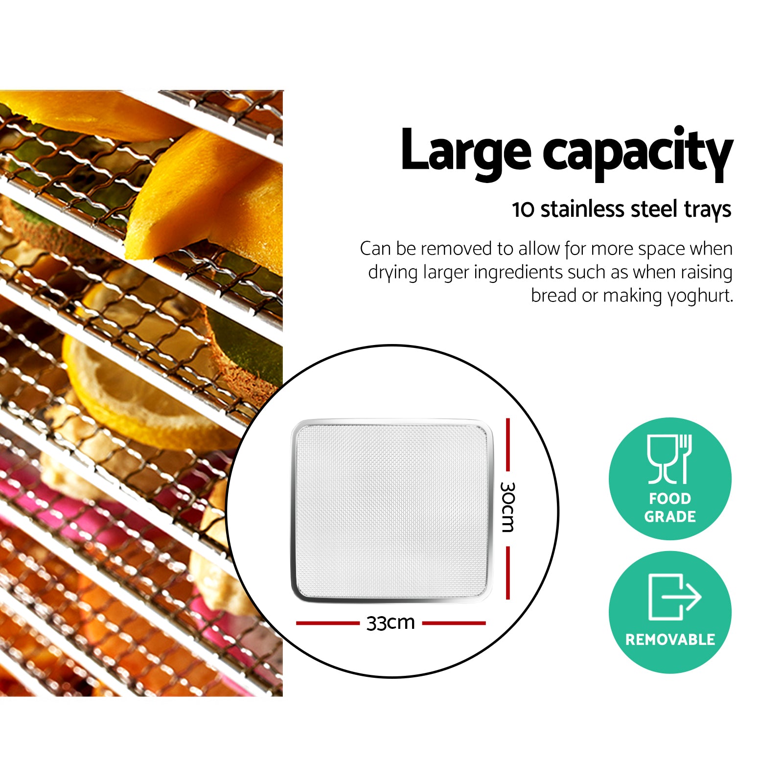 Food Dehydrator Stainless Steel Jerky Fruit Dryer 10 Trays - Homecoze