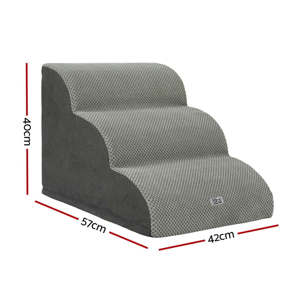 3 -Tier Foam Pet Steps Indoor Dog Ramp - Grey - Homecoze