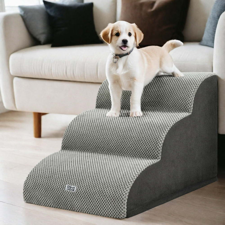 3 -Tier Foam Pet Steps Indoor Dog Ramp - Grey - Homecoze