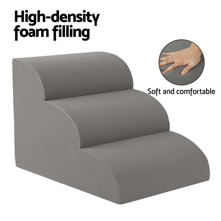 3 -Tier Foam Pet Steps Indoor Dog Ramp - Grey - Homecoze
