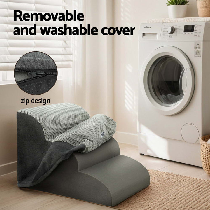 3 -Tier Foam Pet Steps Indoor Dog Ramp - Grey - Homecoze