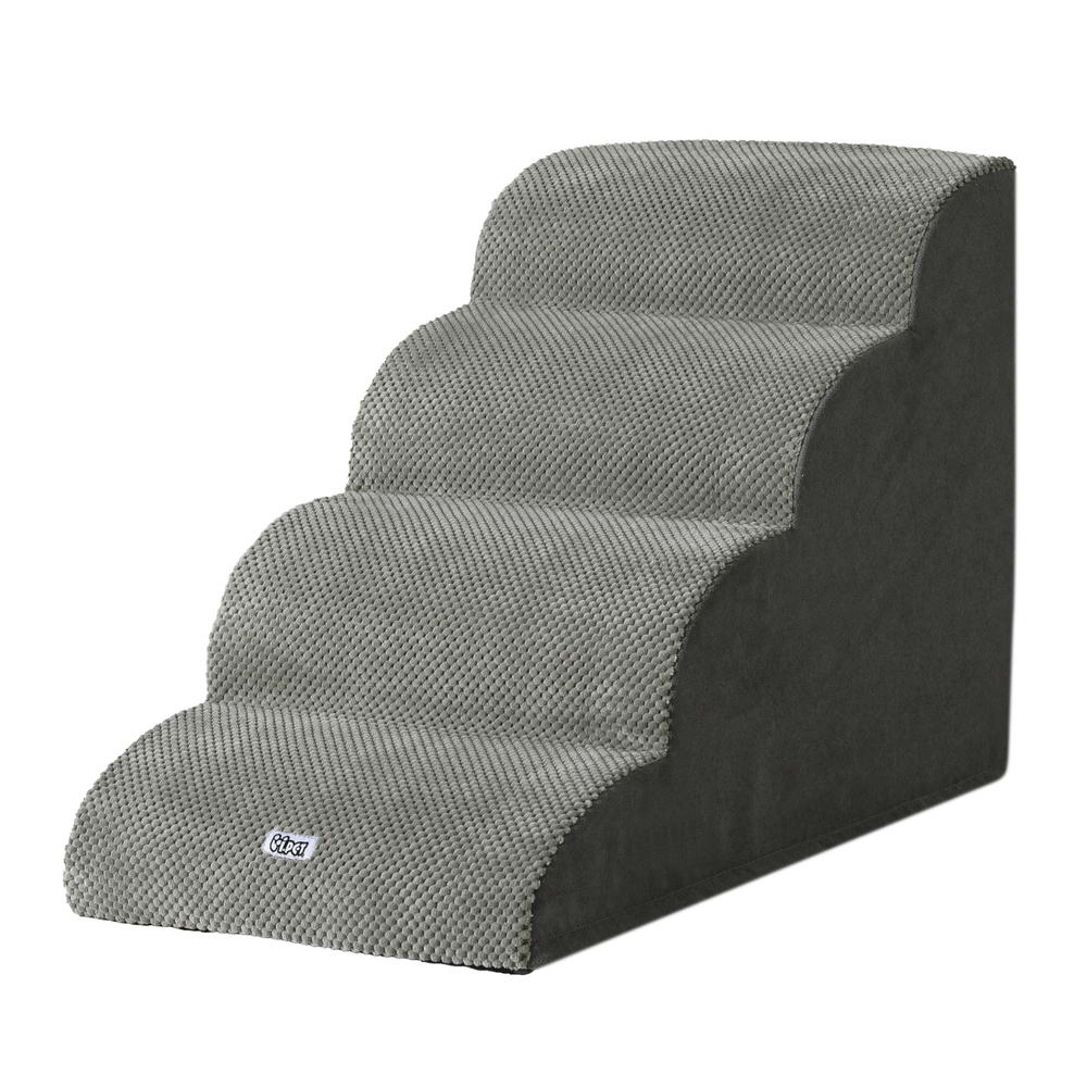 4 -Tier Foam Pet Steps Indoor Dog Ramp - Grey - Homecoze