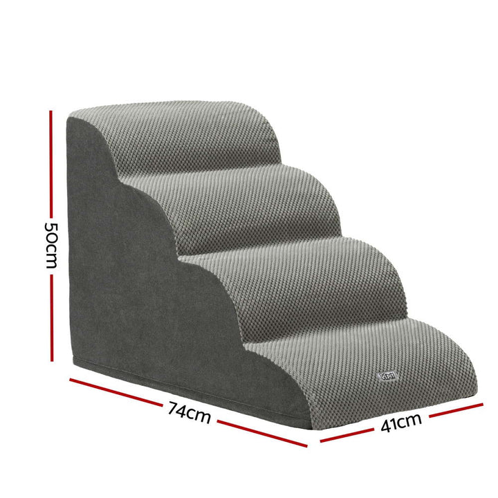 4 -Tier Foam Pet Steps Indoor Dog Ramp - Grey - Homecoze