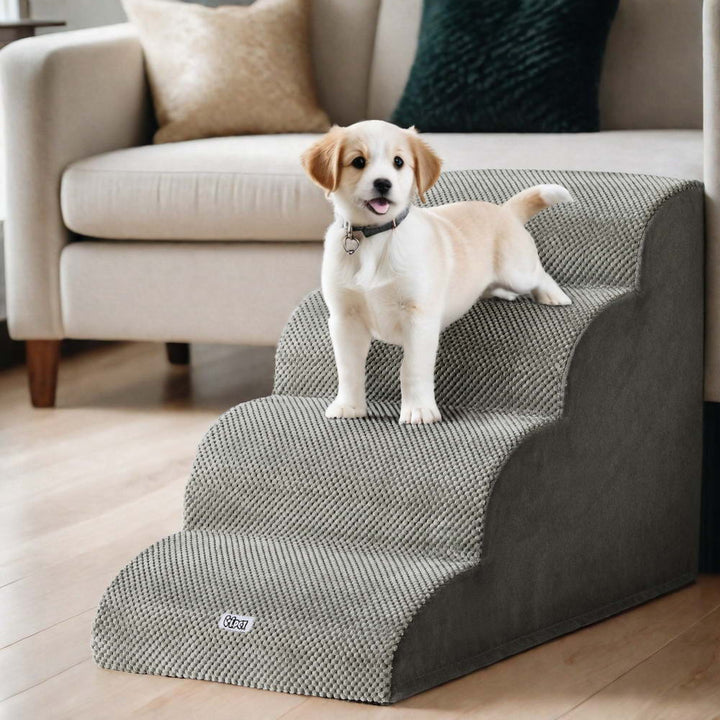 4 -Tier Foam Pet Steps Indoor Dog Ramp - Grey - Homecoze