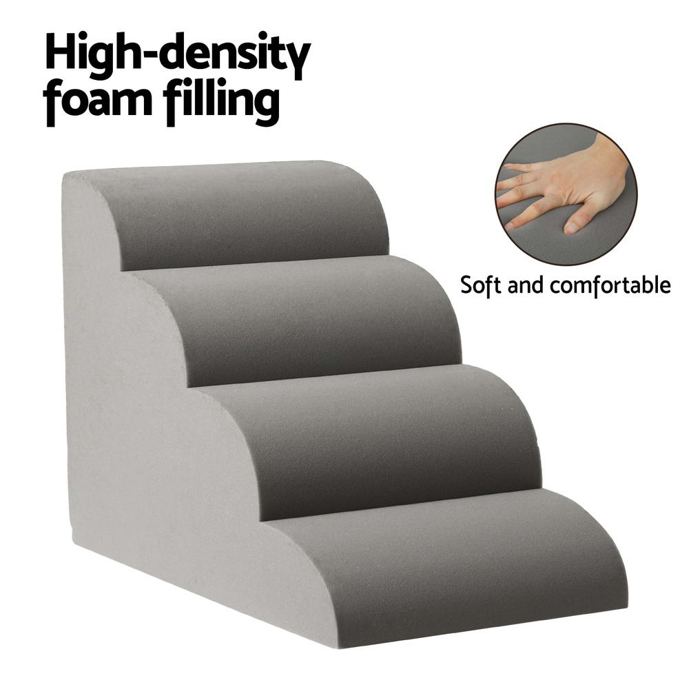 4 -Tier Foam Pet Steps Indoor Dog Ramp - Grey - Homecoze
