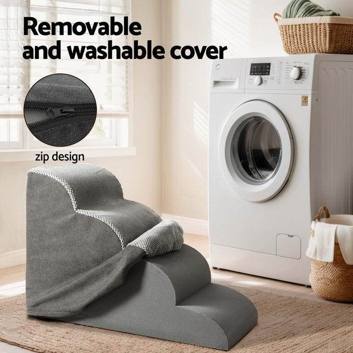 4 -Tier Foam Pet Steps Indoor Dog Ramp - Grey - Homecoze