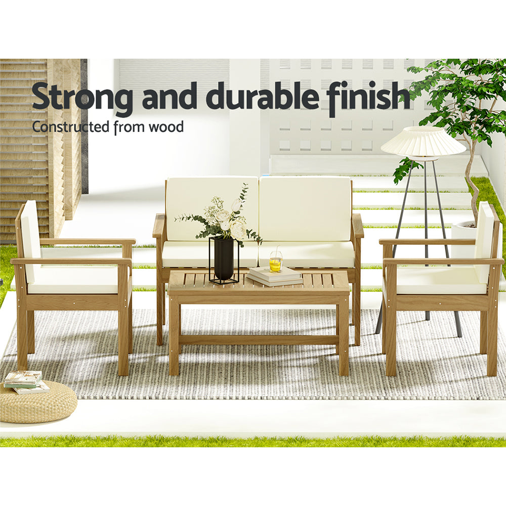 4PC Acacia Wood Outdoor Sofa Lounge Set - Homecoze
