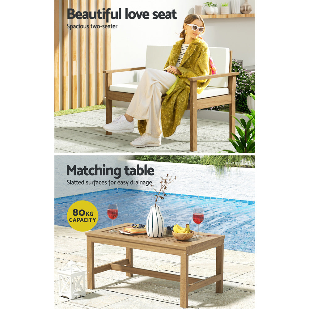 4PC Acacia Wood Outdoor Sofa Lounge Set - Homecoze