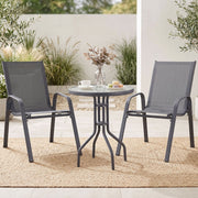 Carlton 2-Seater Stackable Outdoor Bistro Set – Grey