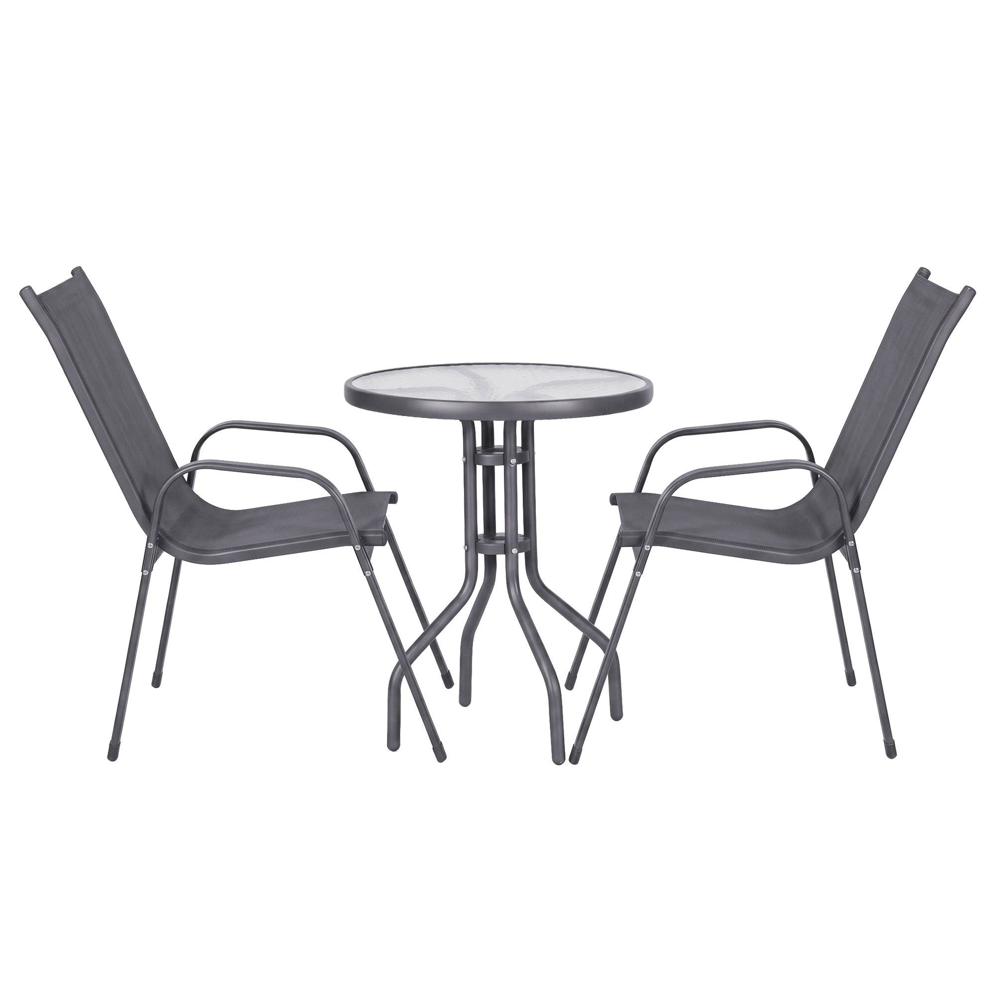 Carlton 2-Seater Stackable Outdoor Bistro Set – Grey