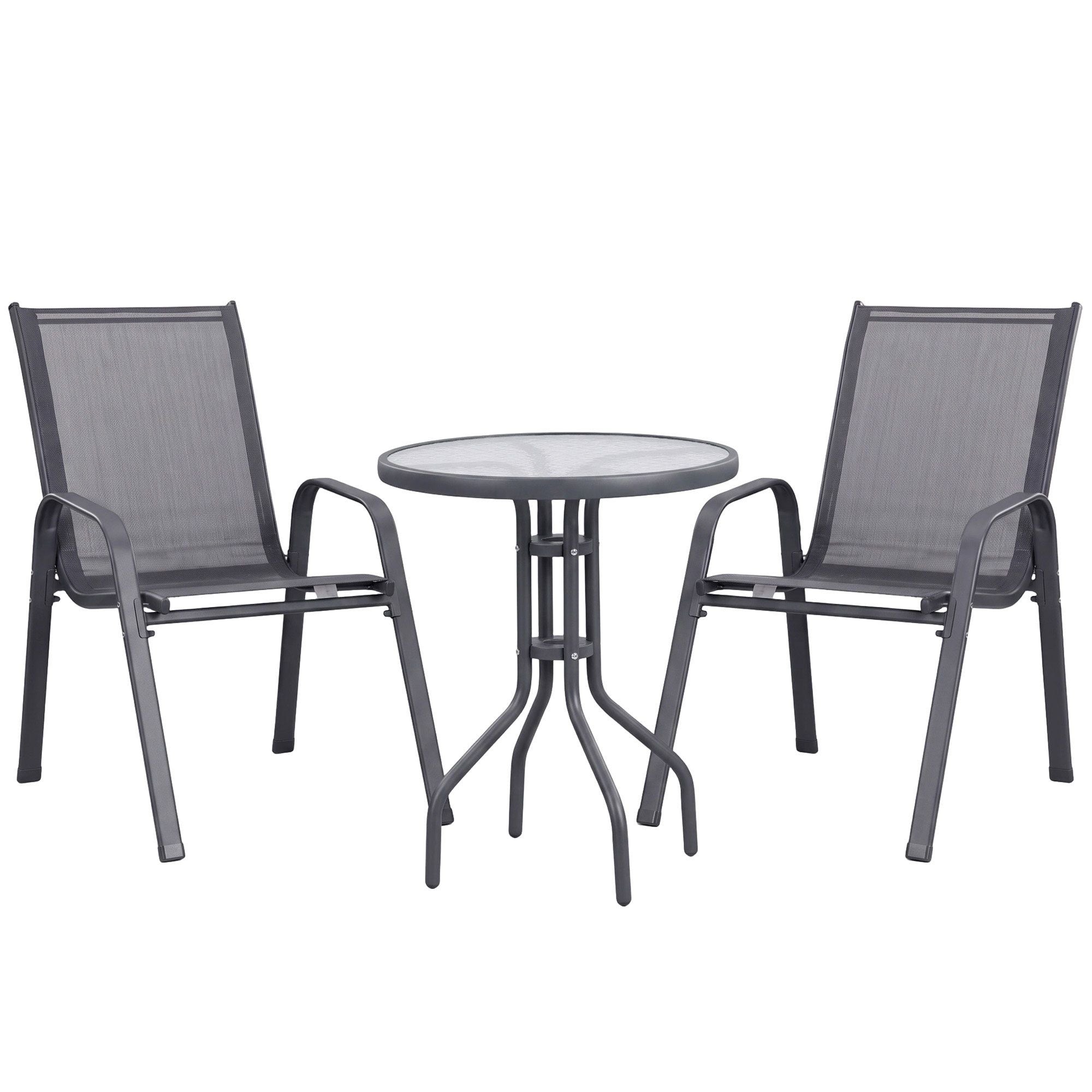 Carlton 2-Seater Stackable Outdoor Bistro Set – Grey