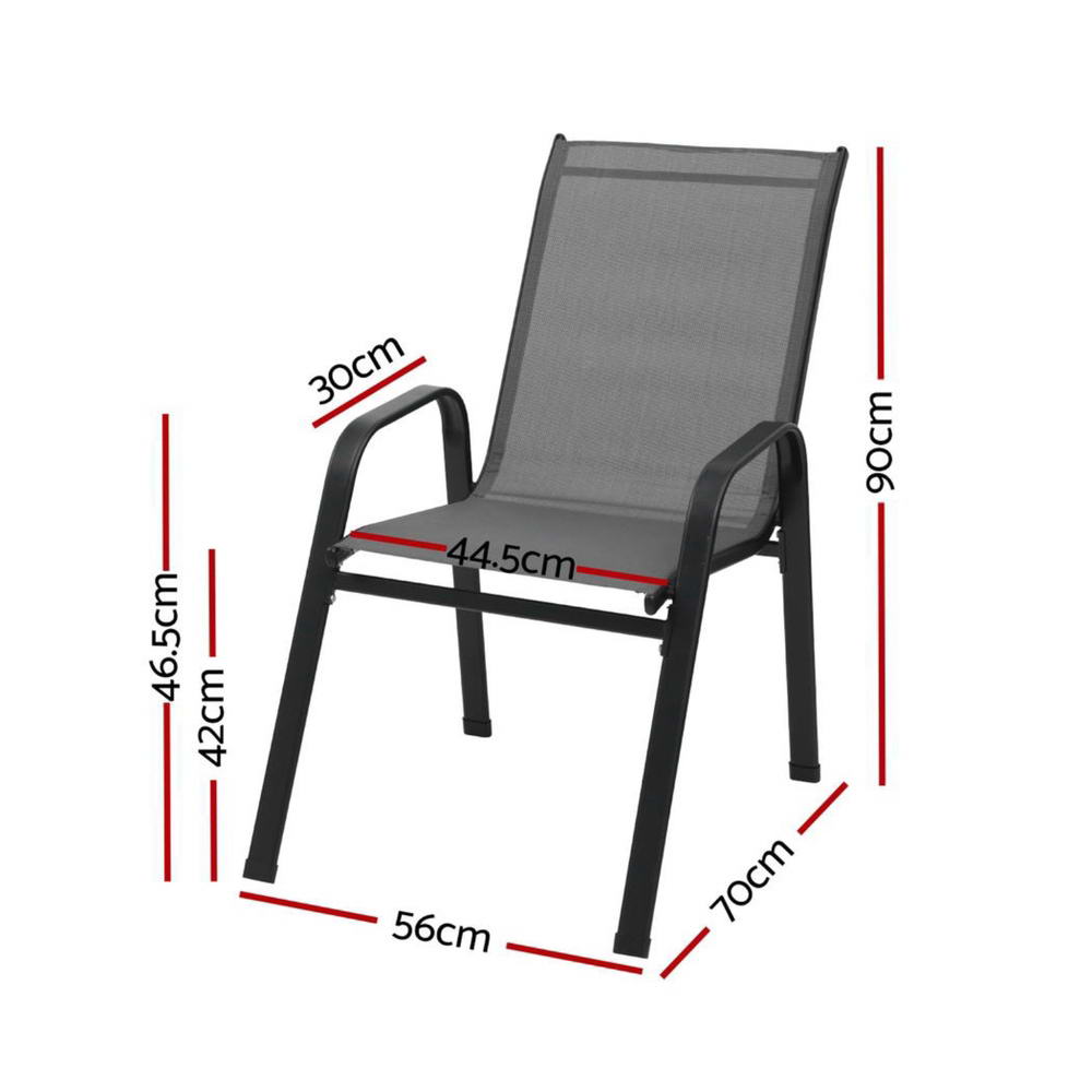Gardeon 2PC Outdoor Dining Chairs Stackable Lounge Chair Patio Furniture Black - Homecoze