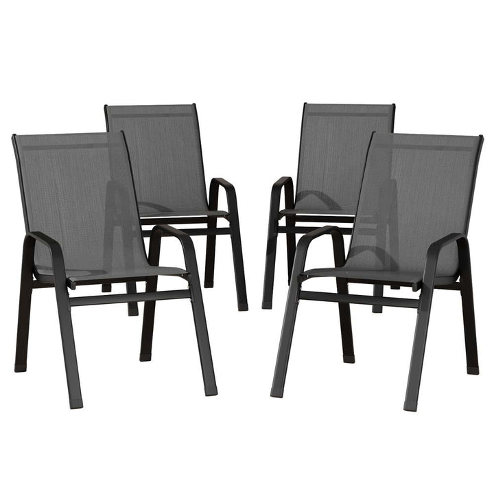 Gardeon 4PC Outdoor Dining Chairs Stackable Lounge Chair Patio Furniture Black - Homecoze