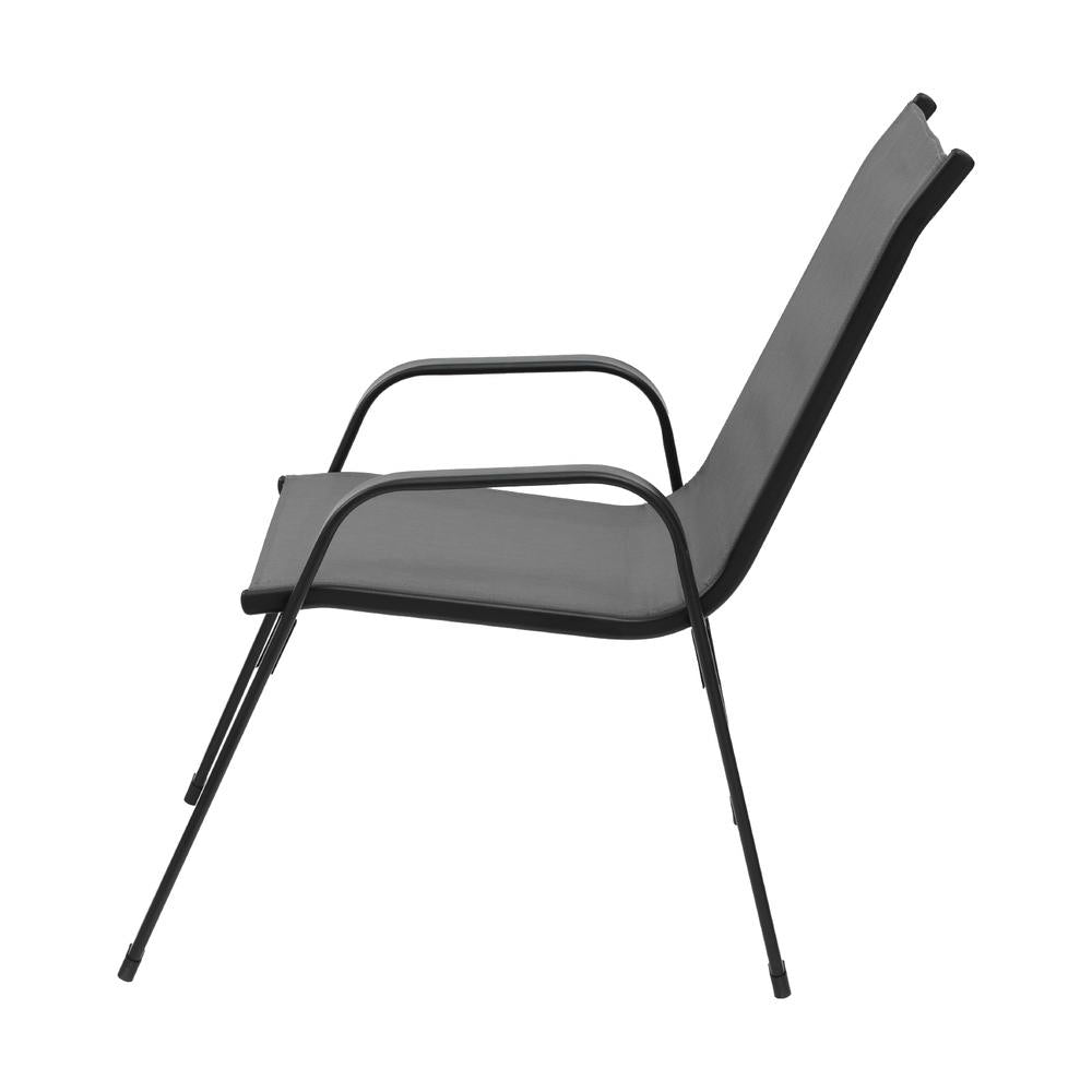 Gardeon 4PC Outdoor Dining Chairs Stackable Lounge Chair Patio Furniture Black - Homecoze