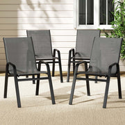 Gardeon 4PC Outdoor Dining Chairs Stackable Lounge Chair Patio Furniture Black - Homecoze