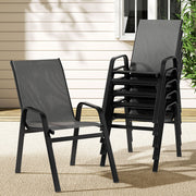 Set of 6 Stackable Outdoor Chairs - Black & Grey - Homecoze