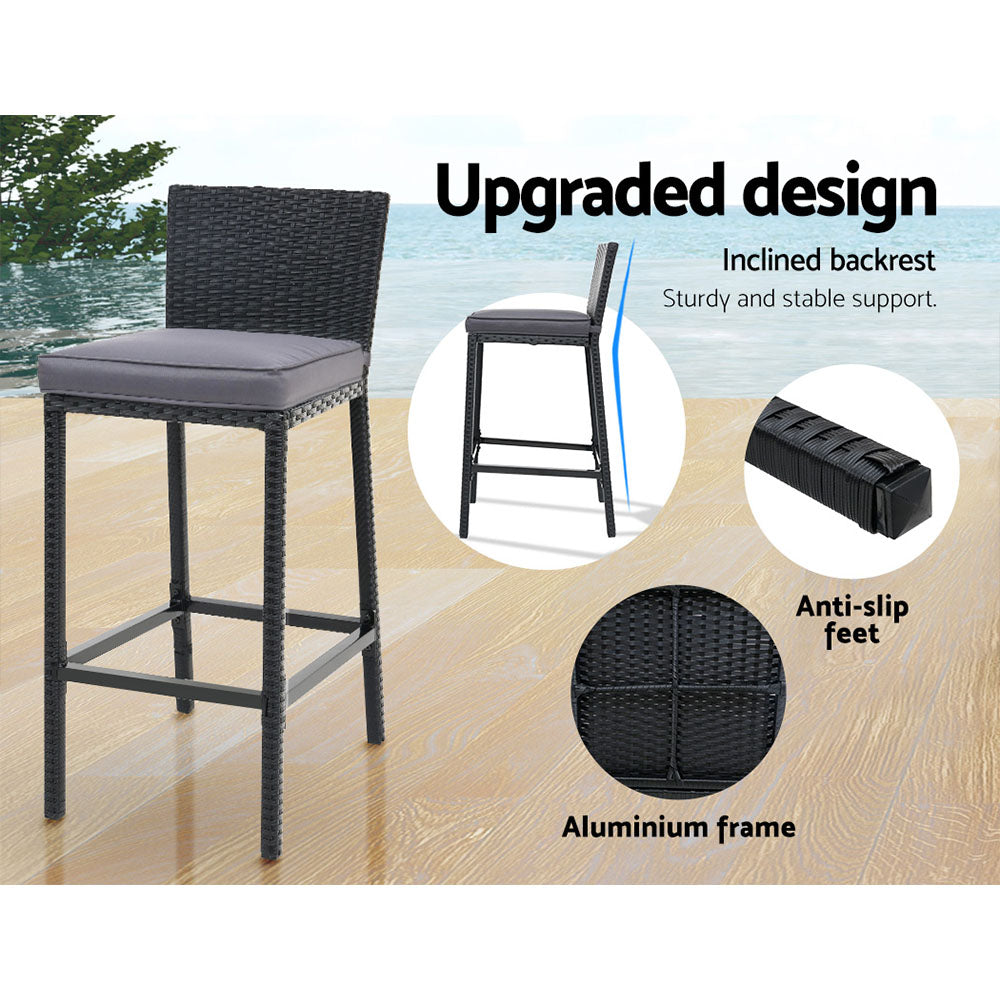 5 PC Outdoor Wicker Bar Table Dining Set - Black - Homecoze