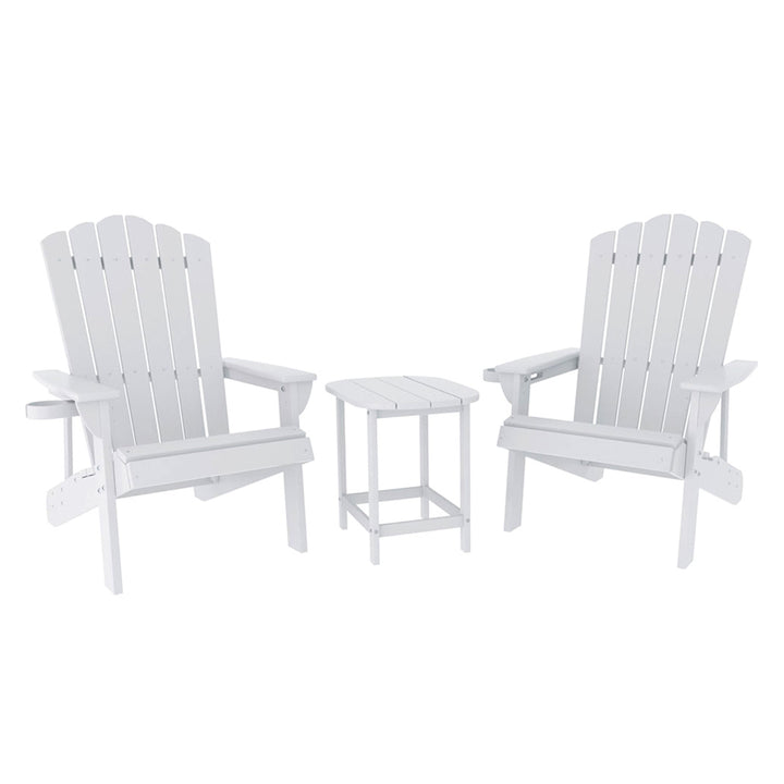 Gardeon Outdoor Table and Chairs HDPE Adirondack Beach Chair Sun Lounge Patio Furniture Garden White - Homecoze
