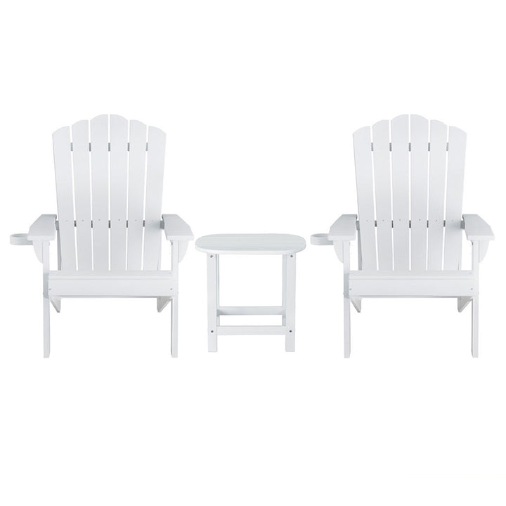 Gardeon Outdoor Table and Chairs HDPE Adirondack Beach Chair Sun Lounge Patio Furniture Garden White - Homecoze