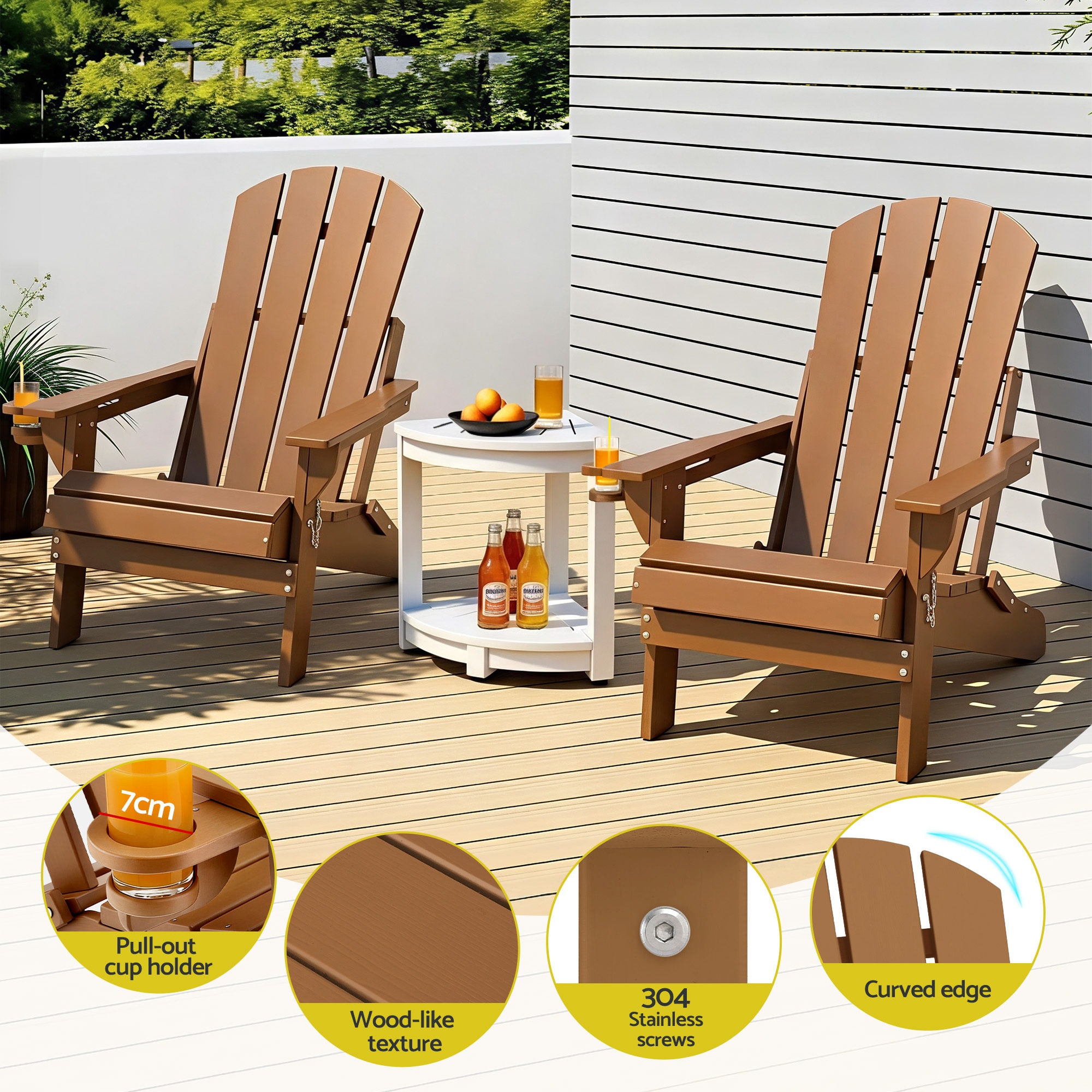 Gardeon Outdoor Table and Chairs HDPE Folding Adirondack Beach Chair Patio Furniture - Homecoze