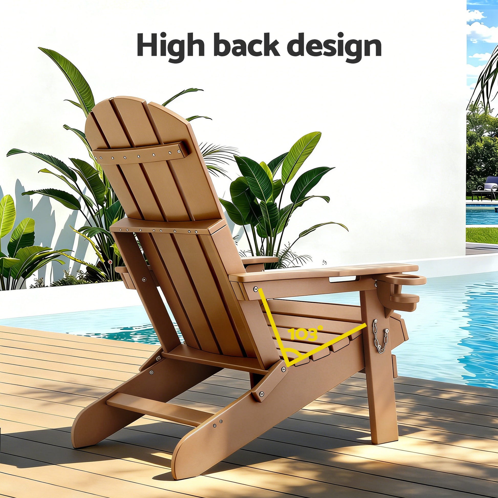Gardeon Outdoor Table and Chairs HDPE Folding Adirondack Beach Chair Patio Furniture - Homecoze